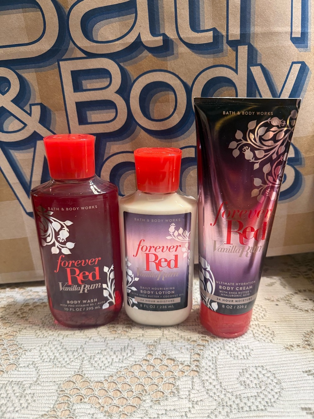 Bath & Body Works Forever Red Vanilla Plum Trio - Red